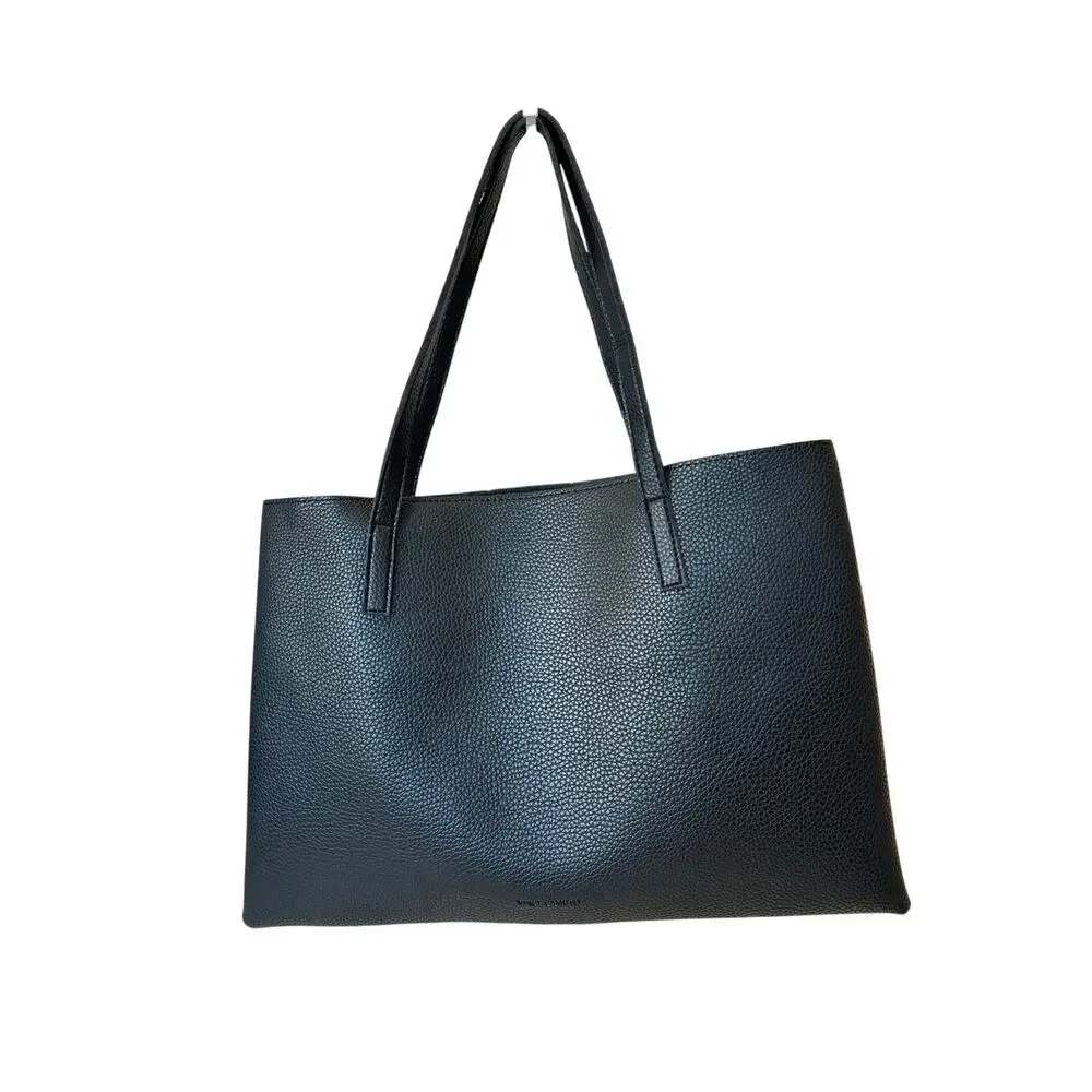 Vince Camuto Pebbled Leather Colorblock Tote Bag Black Gray